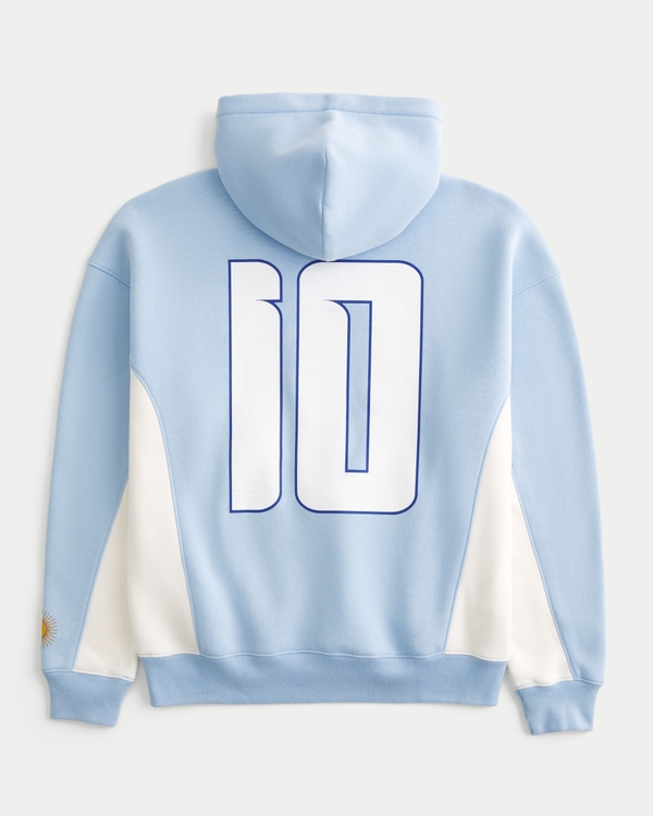 Boxy Argentine Football Association Graphic Hoodie, Light Blue view 1