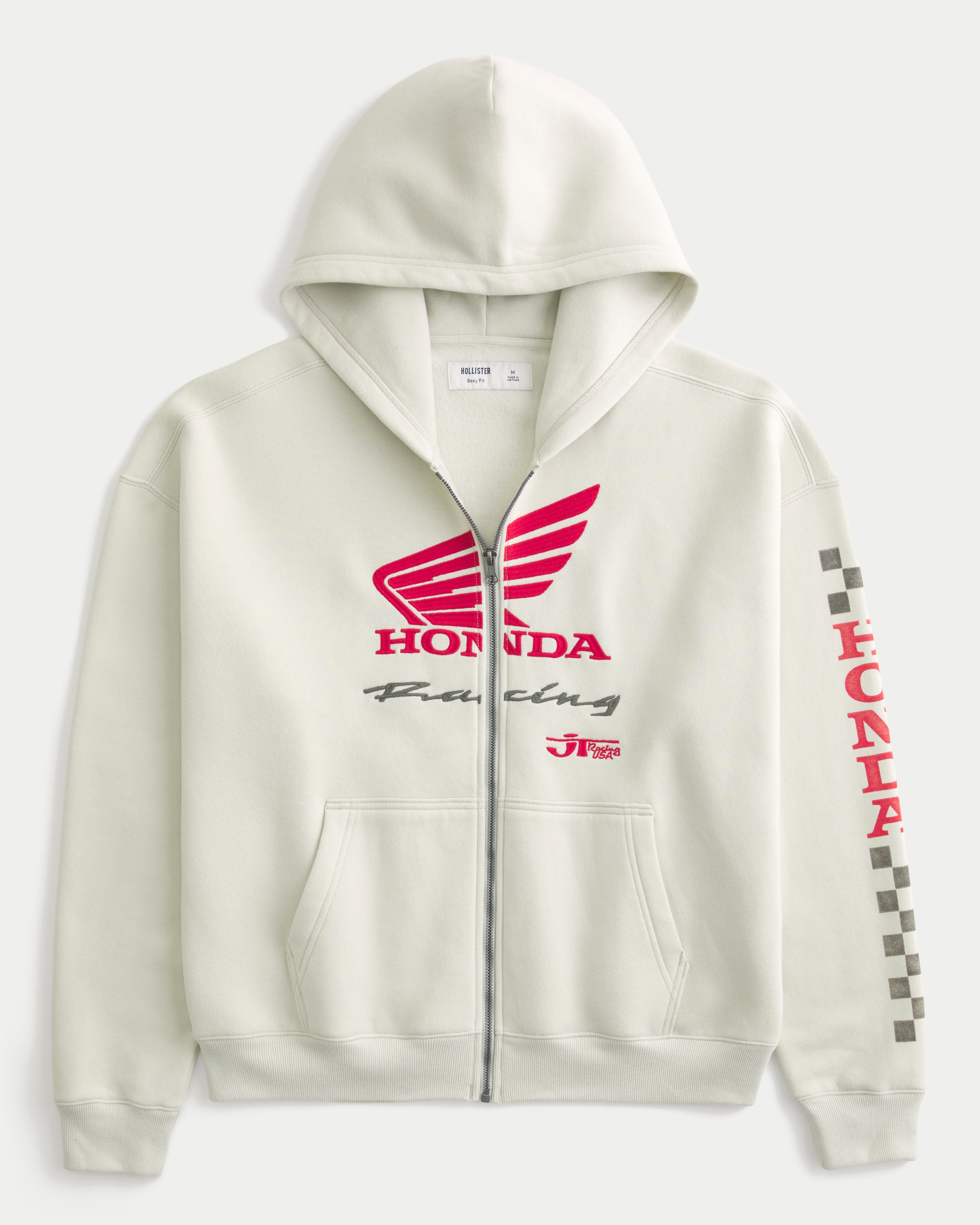 Boxy Honda Racing Graphic Zip-Up Hoodie
