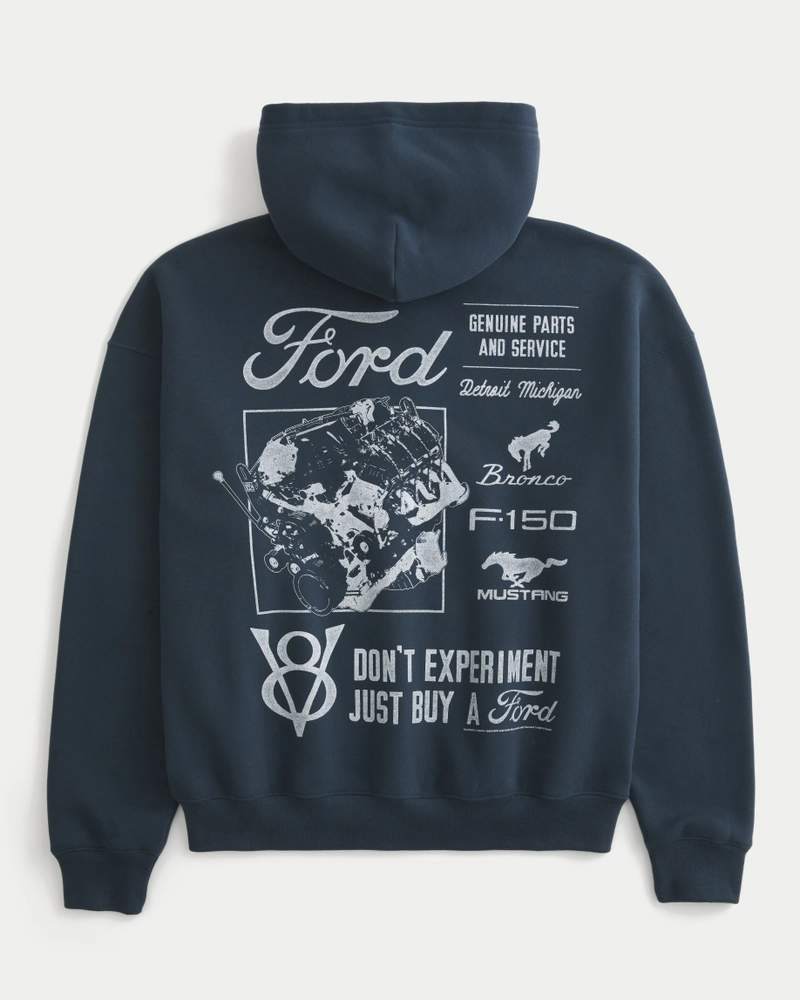 Boxy Ford Graphic Zip-Up Hoodie