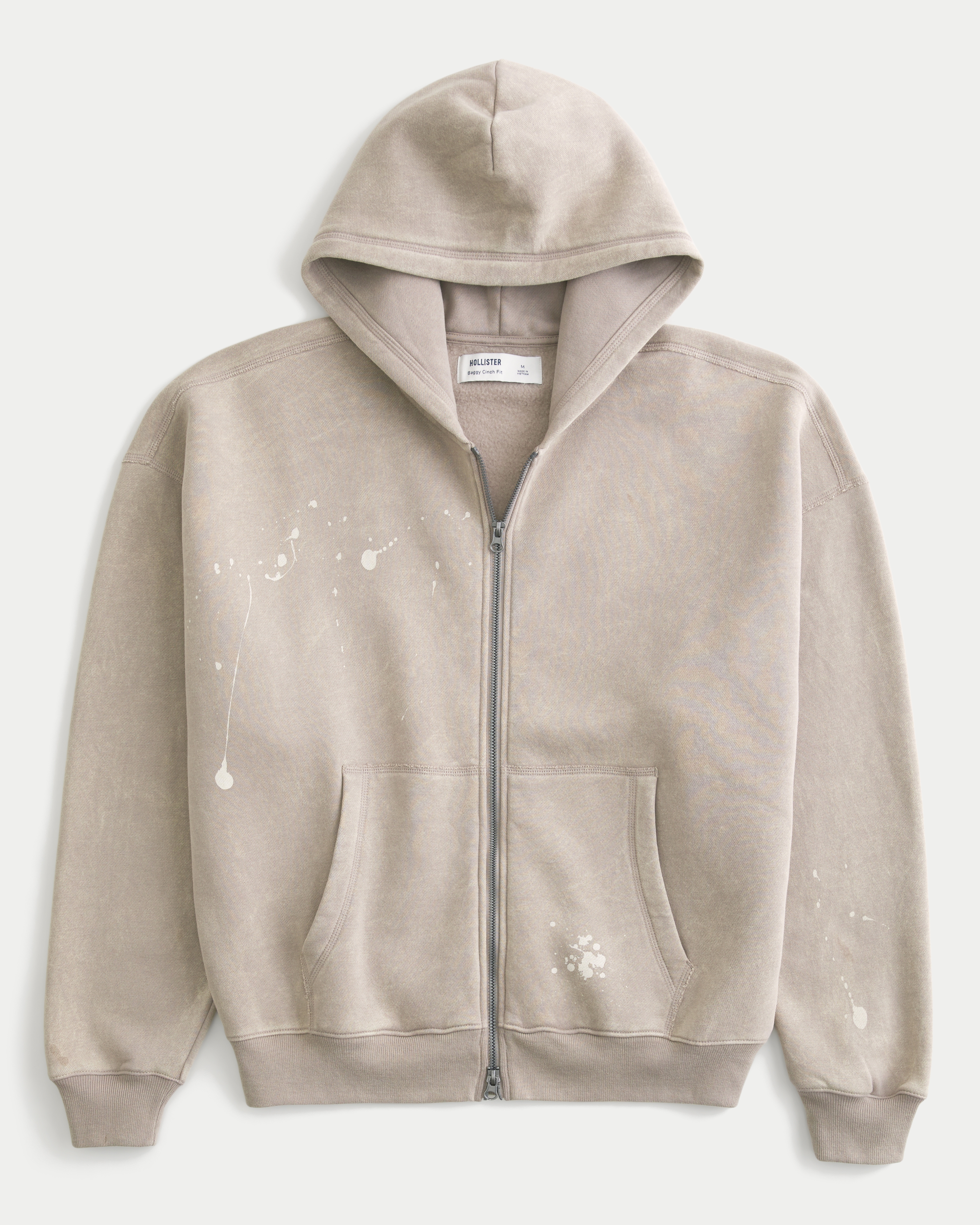 Men's Baggy Cinch Paint Splatter Zip-Up Hoodie | Men's