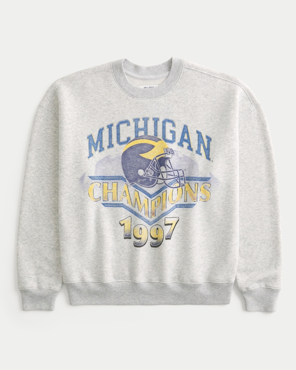 University of Michigan Graphic Crew Sweatshirt, Light Heather Gray view 1