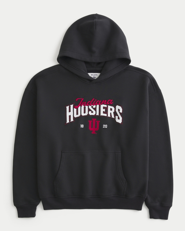 Indiana Hoosiers Graphic Hoodie, Faded Black view 1