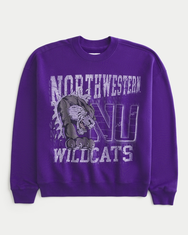 Northwestern Wildcats Graphic Crew Sweatshirt, Purple view 1