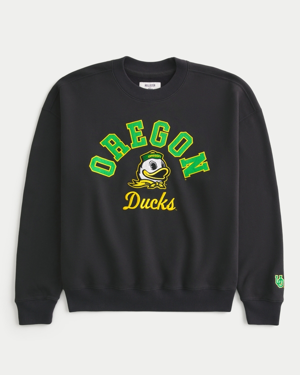 Oregon Ducks Graphic Crew Sweatshirt, Faded Black view 1