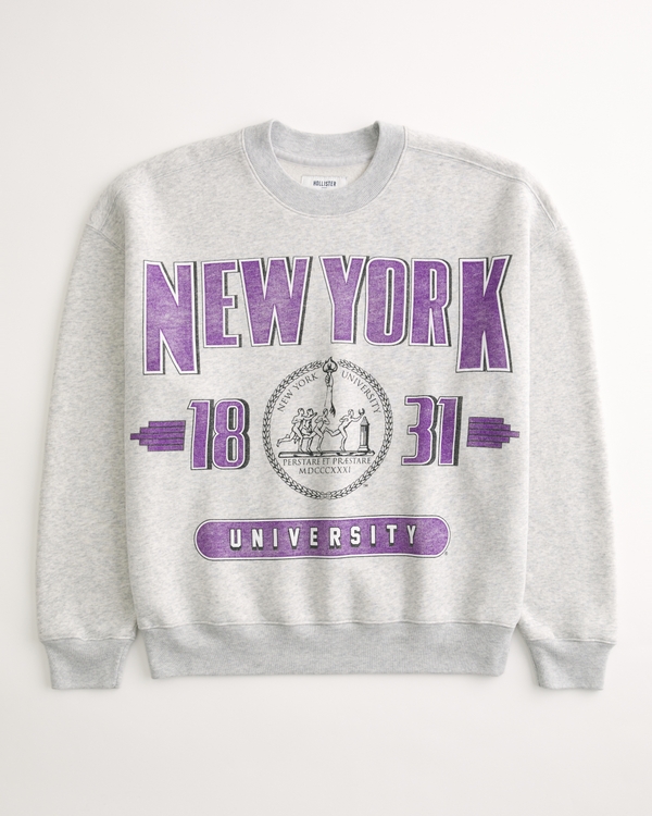 New York University Graphic Crew Sweatshirt, Light Heather Gray view 1