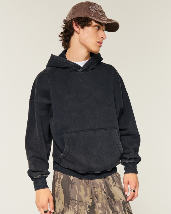 Baggy Cinch Hoodie, Washed Black view 1