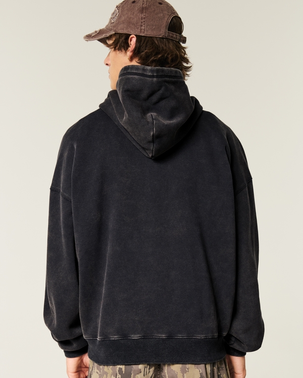 Baggy Cinch Hoodie, Washed Black view 2