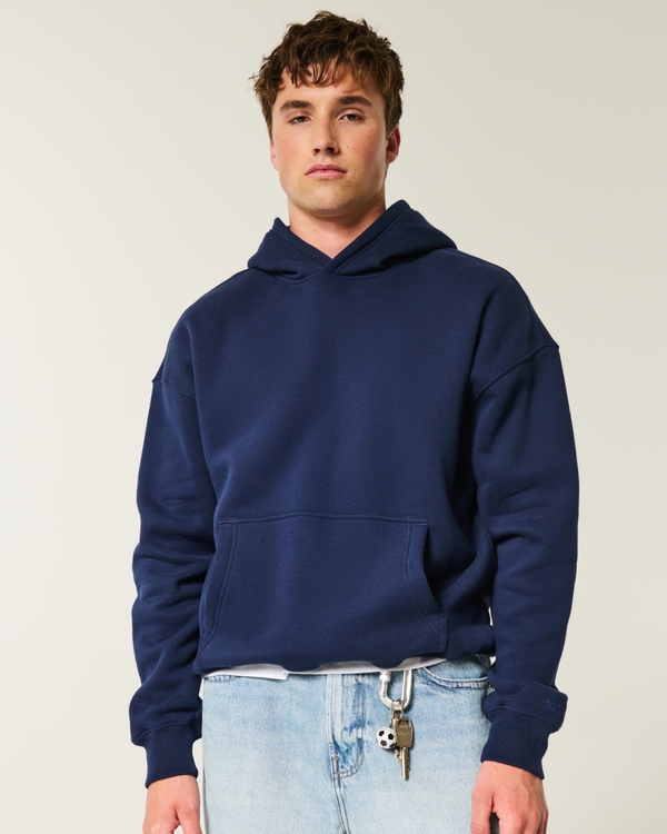 Boxy Hoodie, Deep Navy view 1
