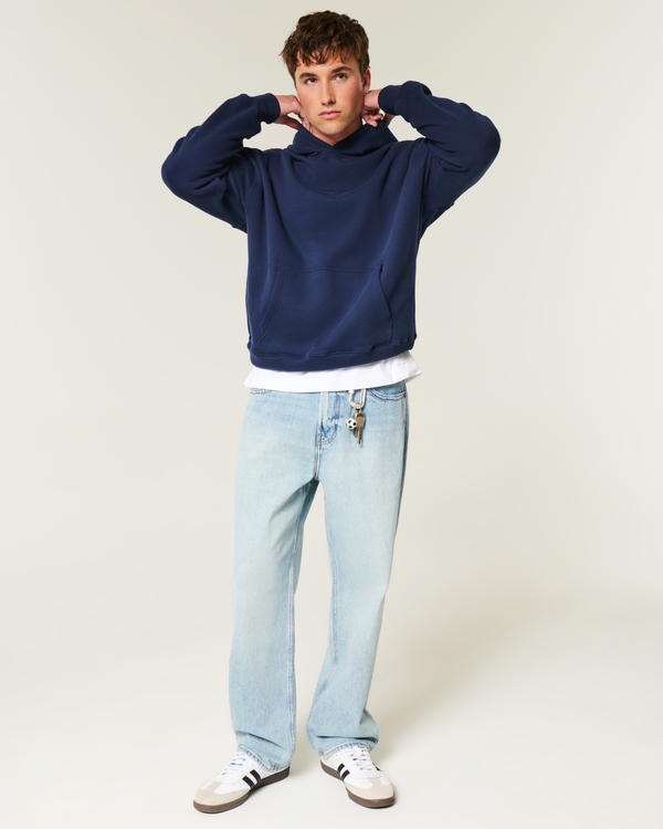 Boxy Hoodie, Deep Navy view 2