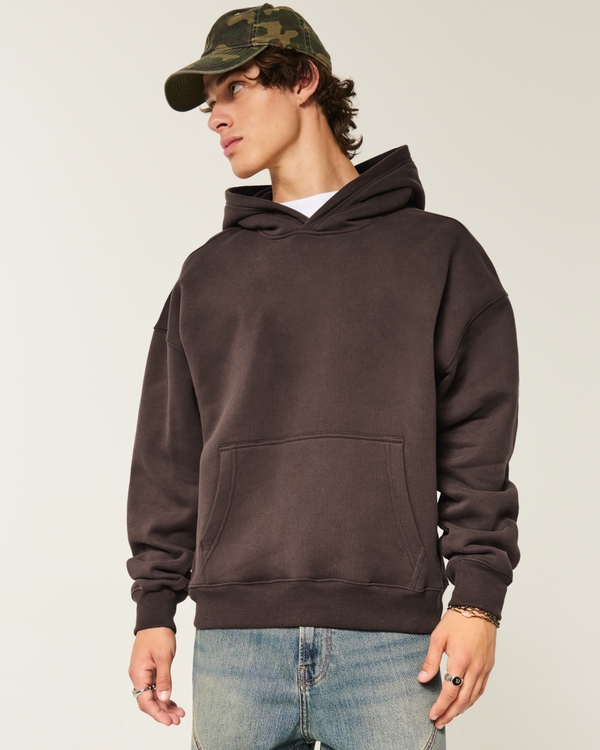 Boxy Hoodie, Dark Brown view 1