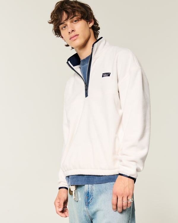 Thermal Fleece Half-Zip Sweatshirt, Cream view 1