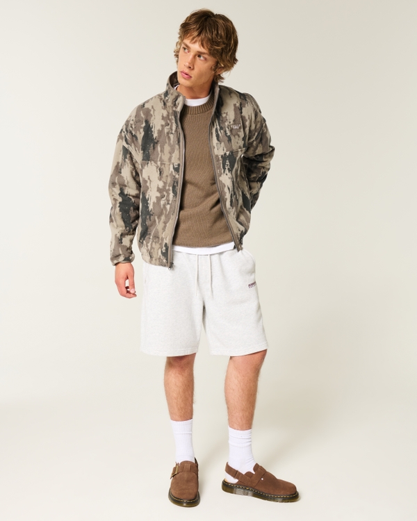 Thermal Fleece Camo Zip-Up Sweatshirt, Light Brown Camo view 2