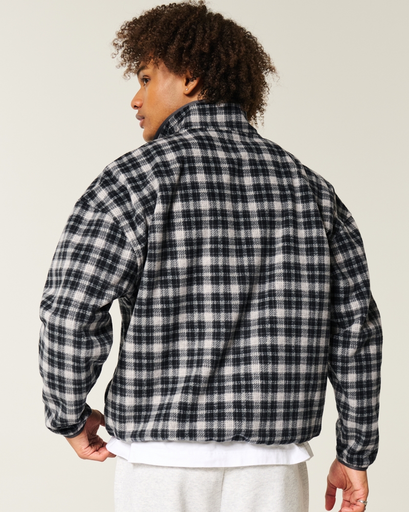 Thermal Fleece Plaid Half-Zip Sweatshirt