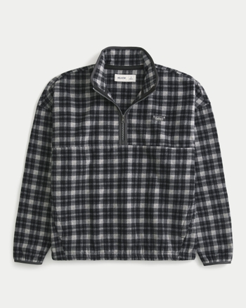 Men's Thermal Fleece Plaid Half-Zip Sweatshirt | Men's Tops | HollisterCo.com