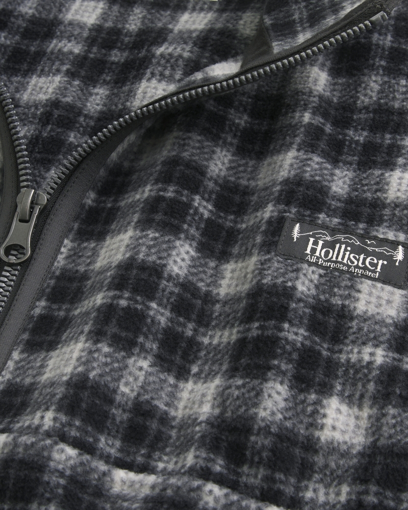 Thermal Fleece Plaid Half-Zip Sweatshirt