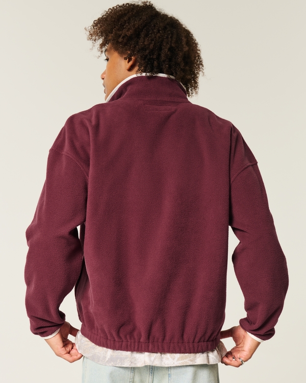Thermal Fleece Half-Zip Sweatshirt, Burgundy view 2