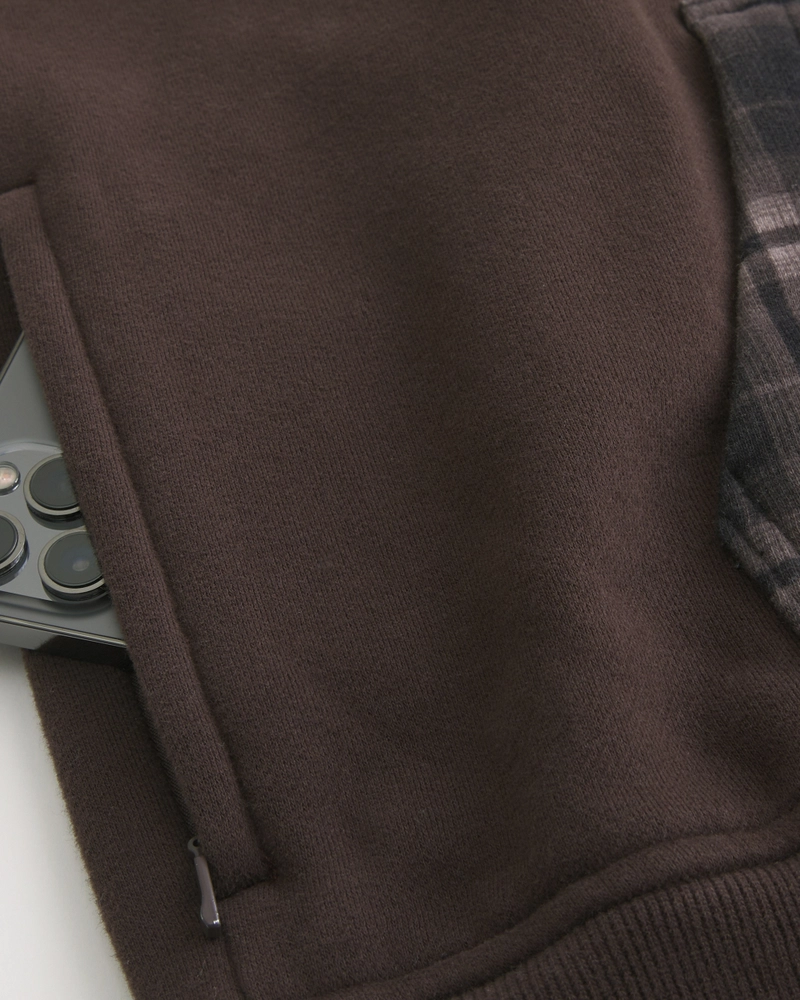 Boxy Plaid-Solid Hoodie
