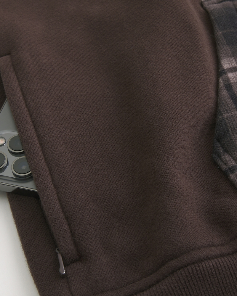 Boxy Plaid-Solid Hoodie