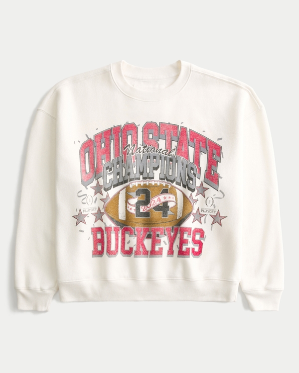 Ohio State Buckeyes National Champions Graphic Crew Sweatshirt, Cream Ohio State view 1