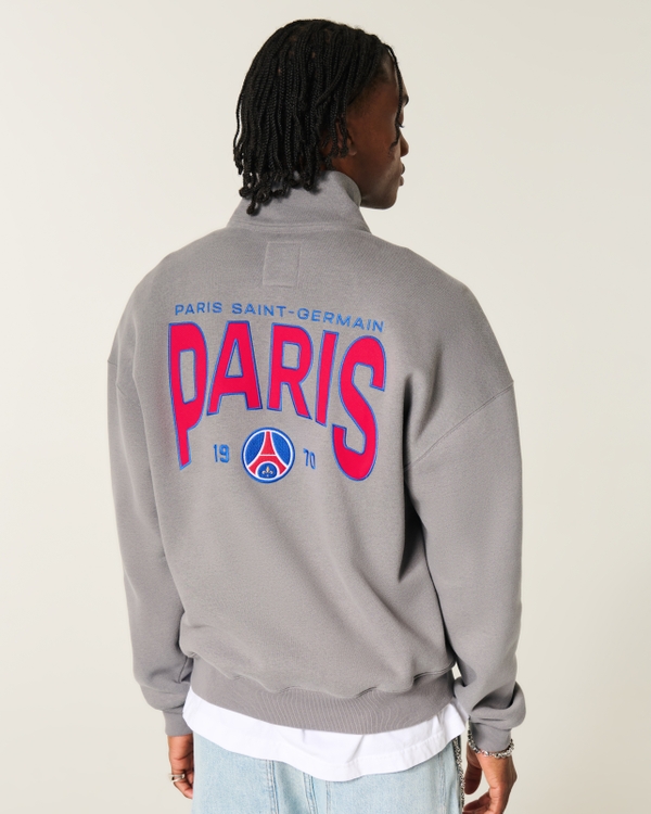 Paris Saint-Germain F.C. Graphic Quarter-Zip Sweatshirt, Dark Gray view 2