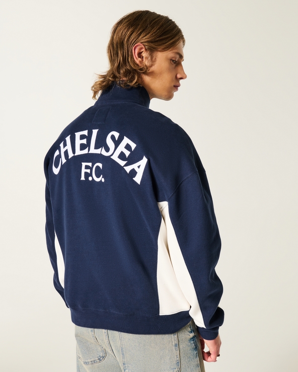 Chelsea F.C. Graphic Quarter-Zip Sweatshirt, Navy view 2