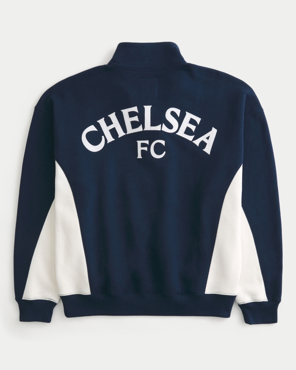 Chelsea FC Graphic Quarter-Zip Sweatshirt, Navy view 1