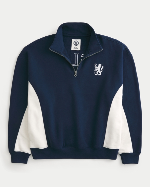 Chelsea FC Graphic Quarter-Zip Sweatshirt, Navy view 2