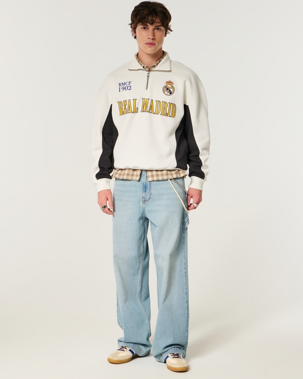 Real Madrid CF Graphic Quarter-Zip Sweatshirt, Cream view 2