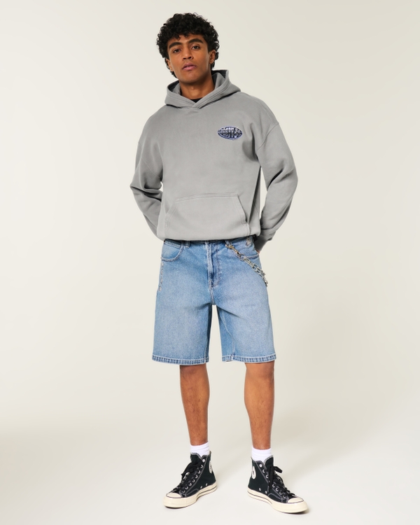 Boxy Post Malone Graphic Hoodie, Dark Gray view 2