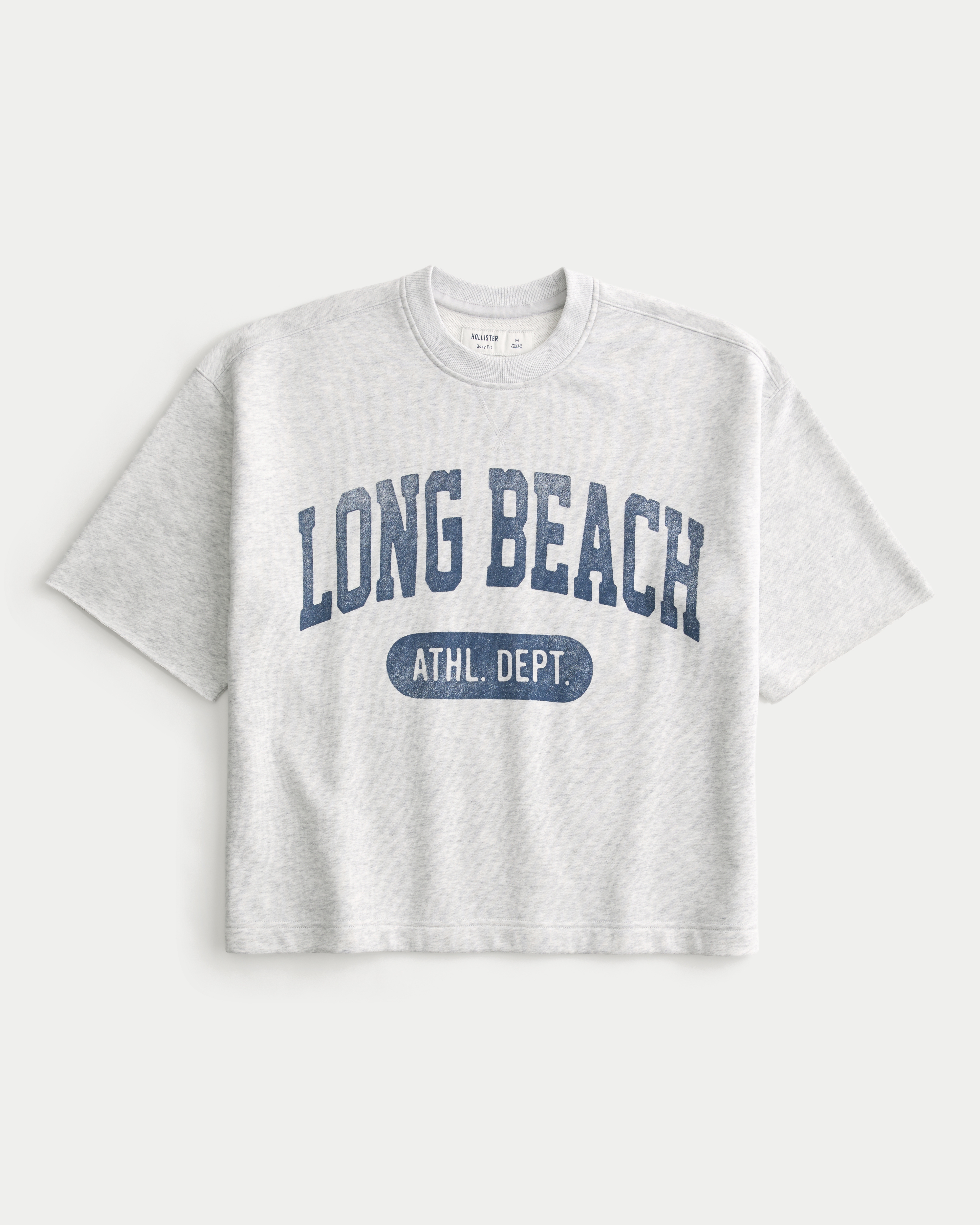 Boxy Short-Sleeve Long Beach Graphic Sweatshirt
