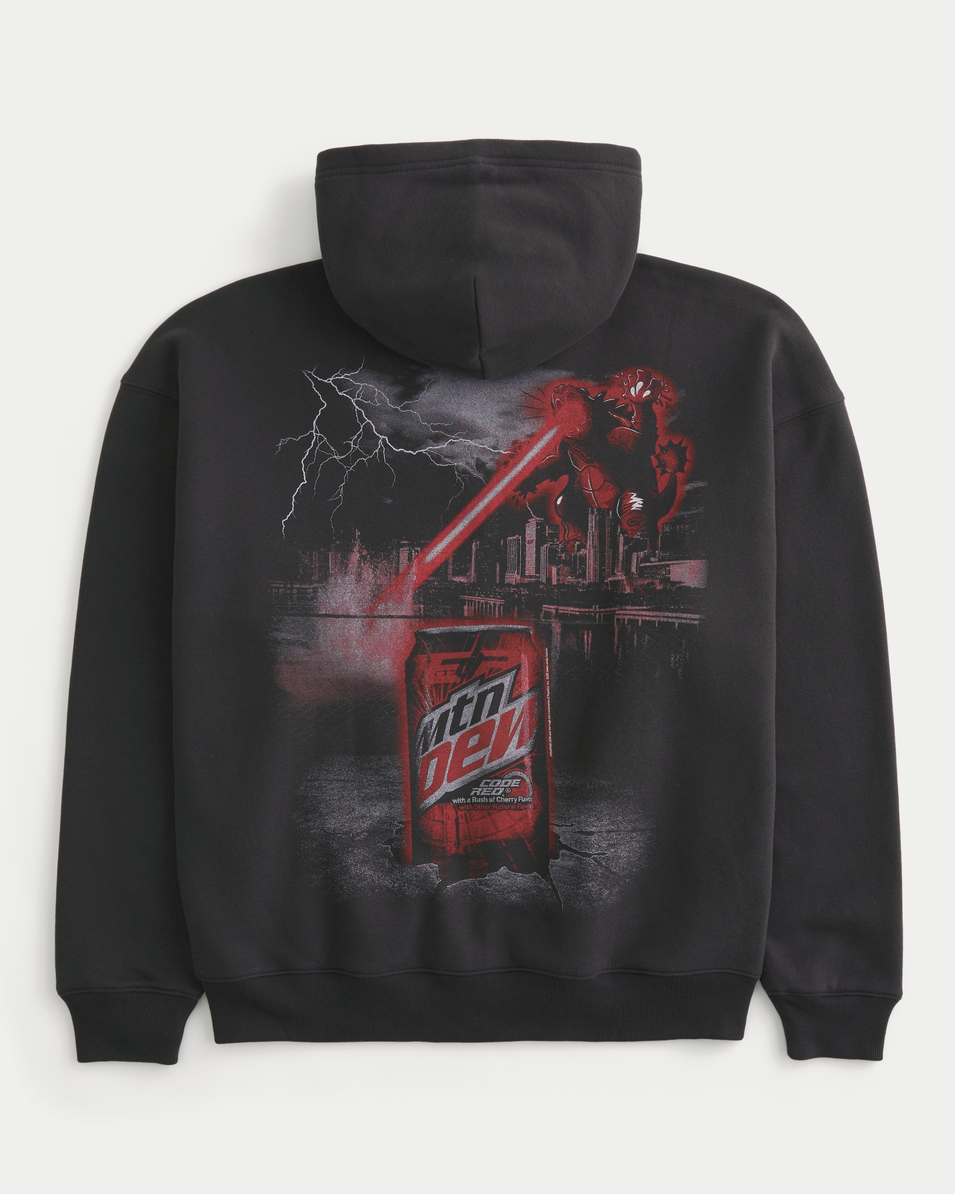 Boxy MTN Dew Code Red Graphic Zip-Up Hoodie