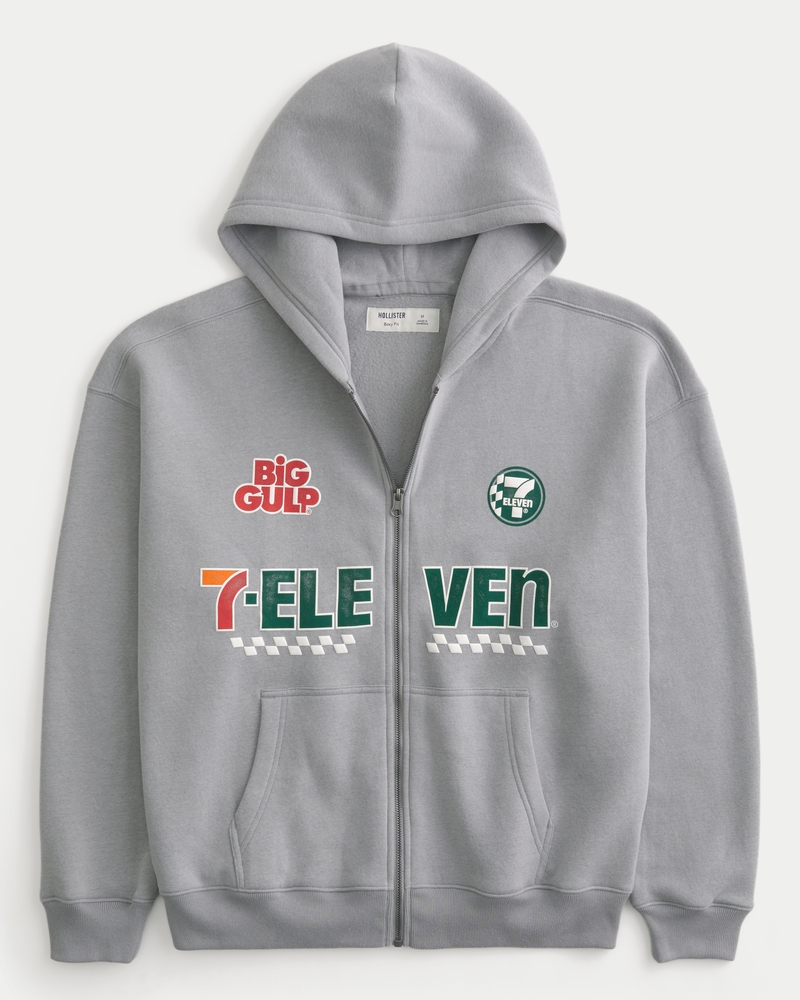 Men's Boxy 7-Eleven Graphic Zip-Up Hoodie | Men's Tops