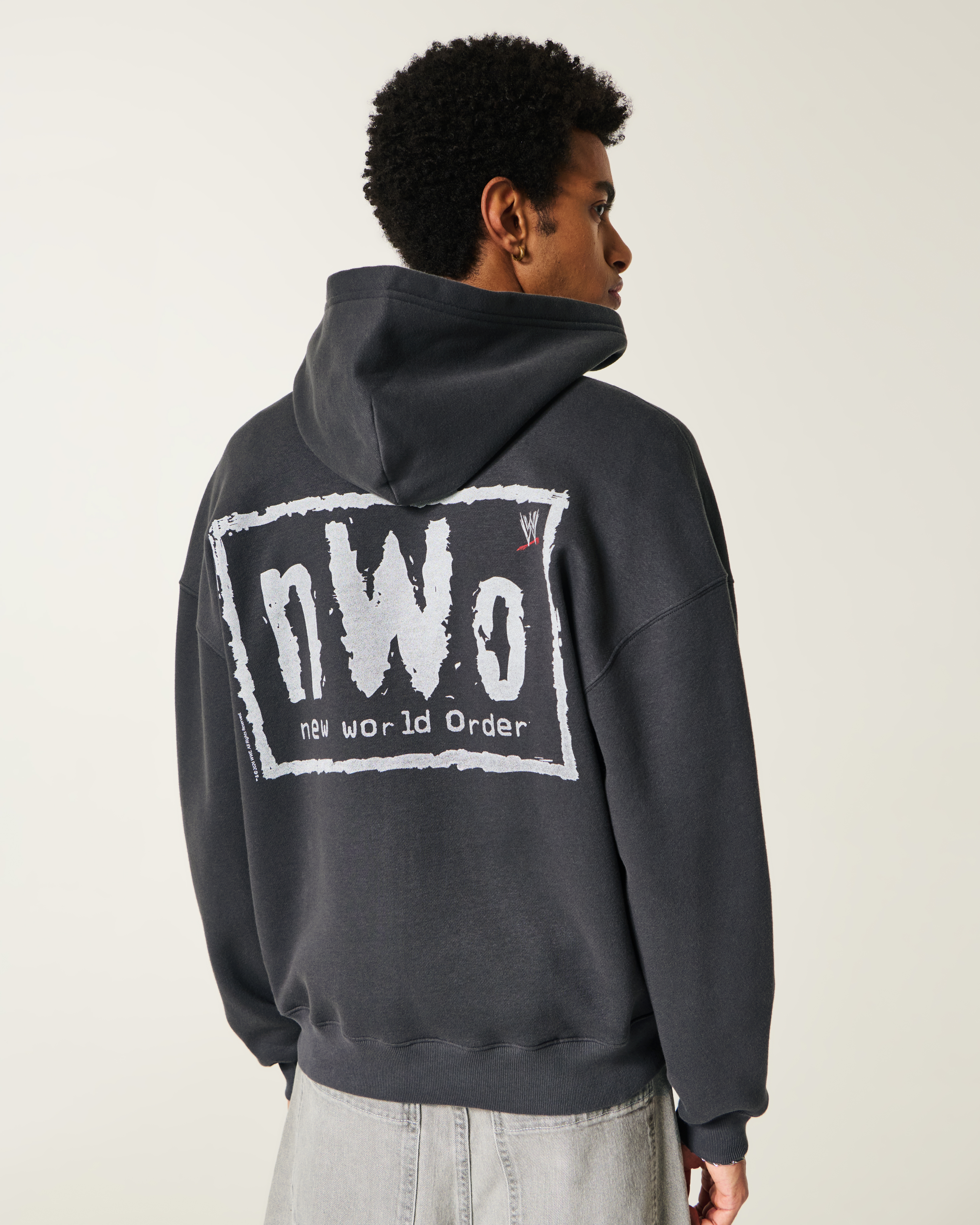 Boxy WWE nWo Graphic Zip-Up Hoodie