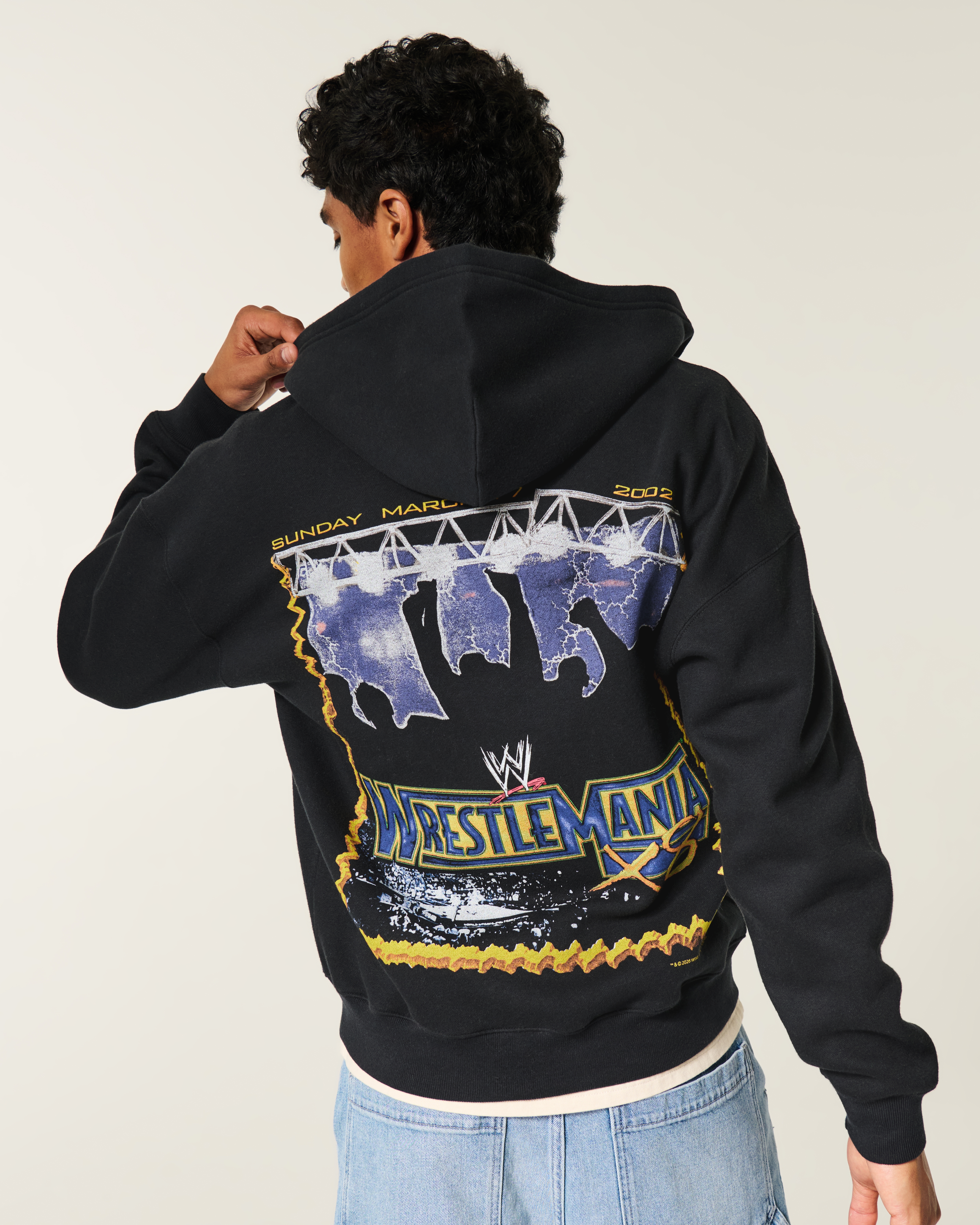 Boxy Zip-Up WrestleMania Graphic Hoodie