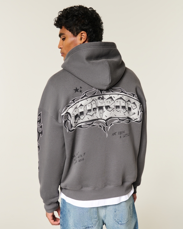 Men's Boxy Zip-Up No Fear Graphic Hoodie | Men's Tops
