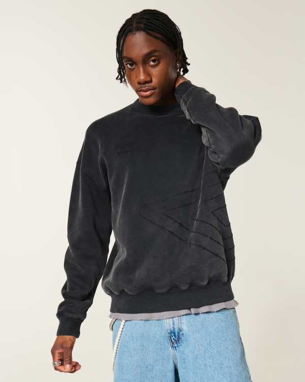 Boxy Umbro Graphic Crew Sweatshirt, Washed Black view 1