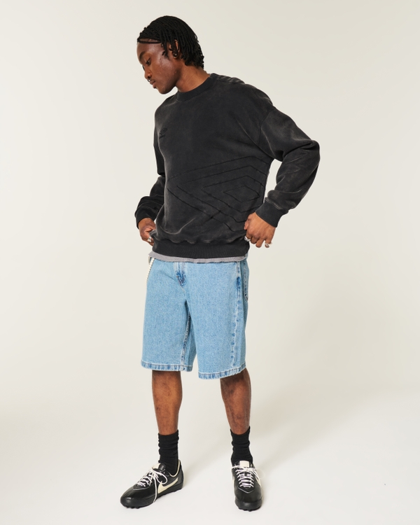 Boxy Umbro Graphic Crew Sweatshirt, Washed Black view 2