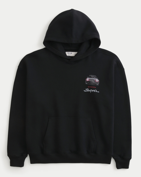 Sudadera cuadrada con capucha y estampa de Toyota Supra, Negro view 2