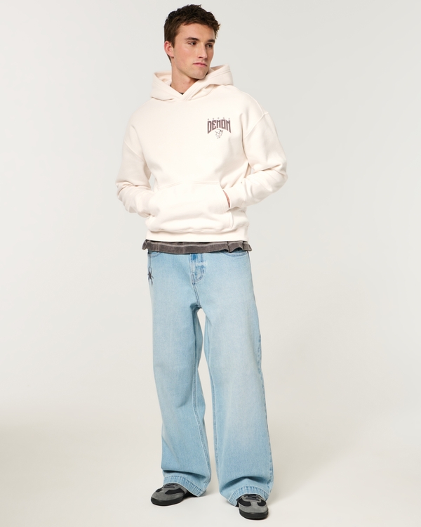 Boxy Dodge Demon Graphic Hoodie, Cream view 2