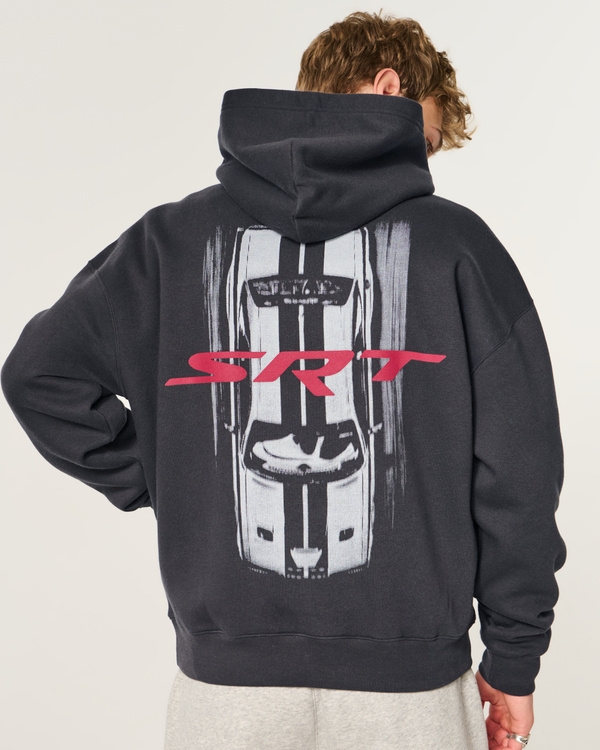 Boxy Dodge SRT Hellcat Graphic Hoodie, Black view 2
