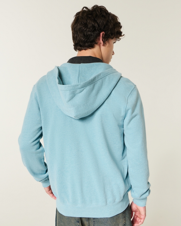 Zip-Up Icon Hoodie, Gray Blue view 2