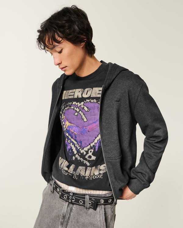 Zip-Up Icon Hoodie, Black view 1