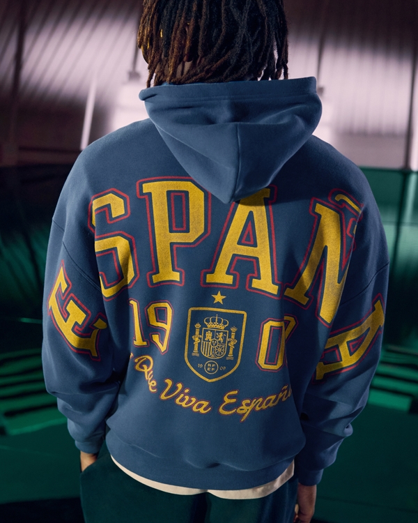 Spain National Football Team Graphic Hoodie, Faded Navy view 1