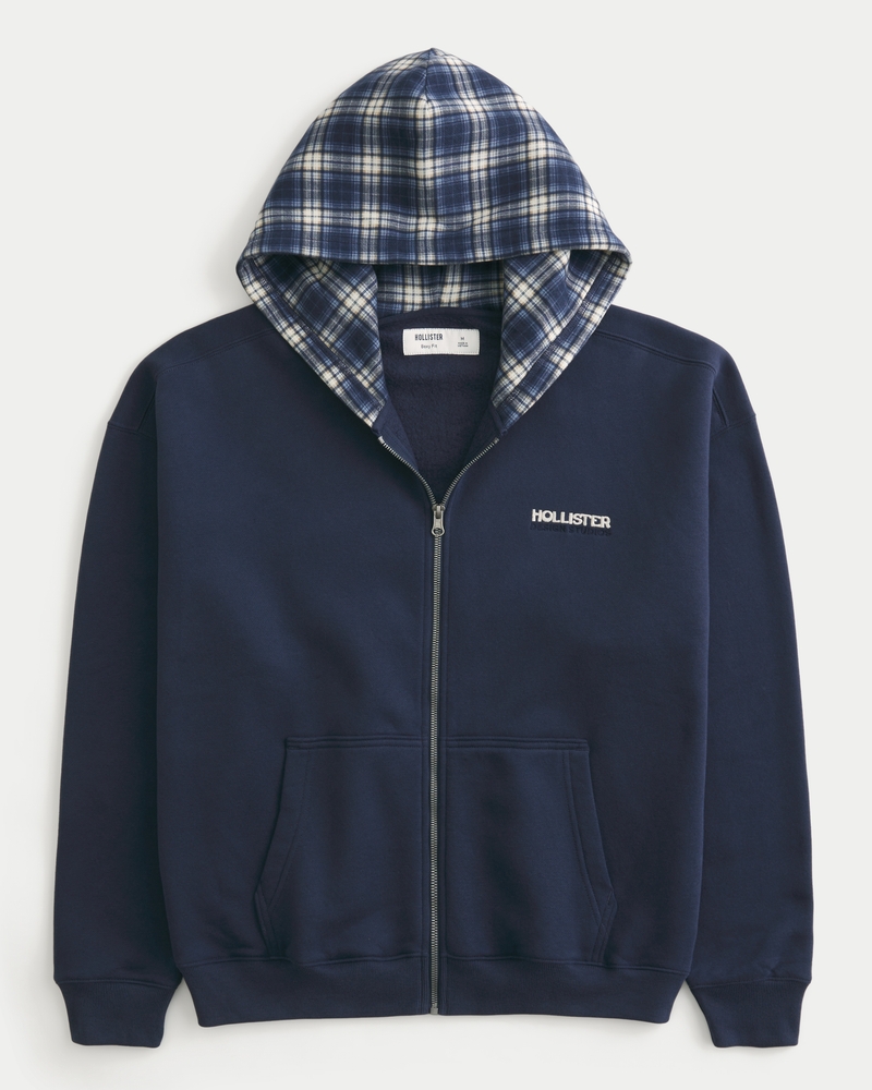 Men's Boxy Zip Up Logo Graphic Hoodie | Men's Sale | HollisterCo.com