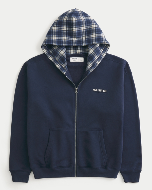 Men's Boxy Zip-Up Logo Graphic Hoodie | Men's Clearance