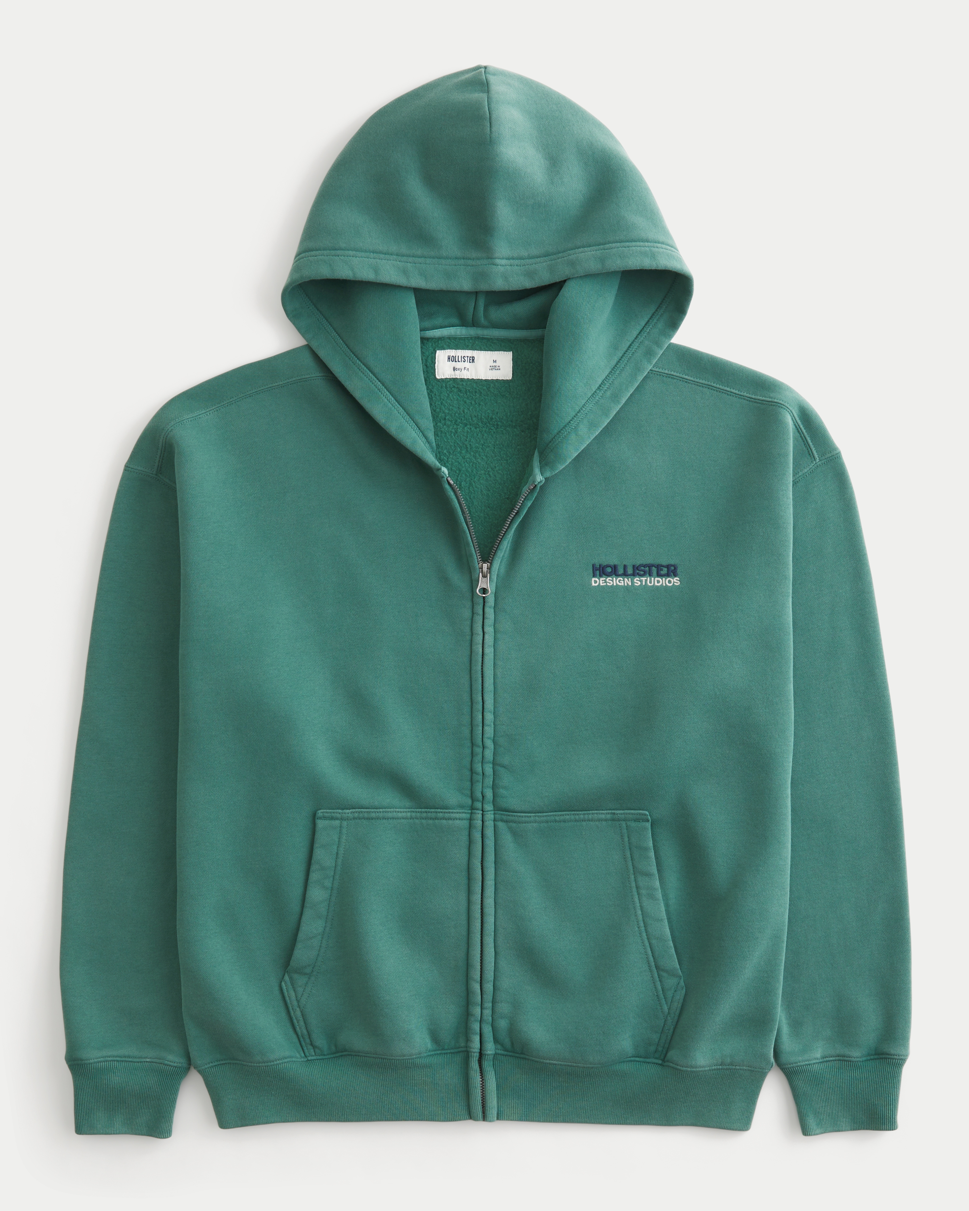 Boxy Zip-Up Logo Graphic Hoodie