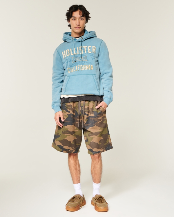 Washed Logo Graphic Hoodie, Gray Blue view 2