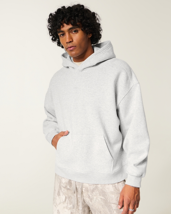 Super Boxy Logo Hoodie, Light Heather Gray view 1