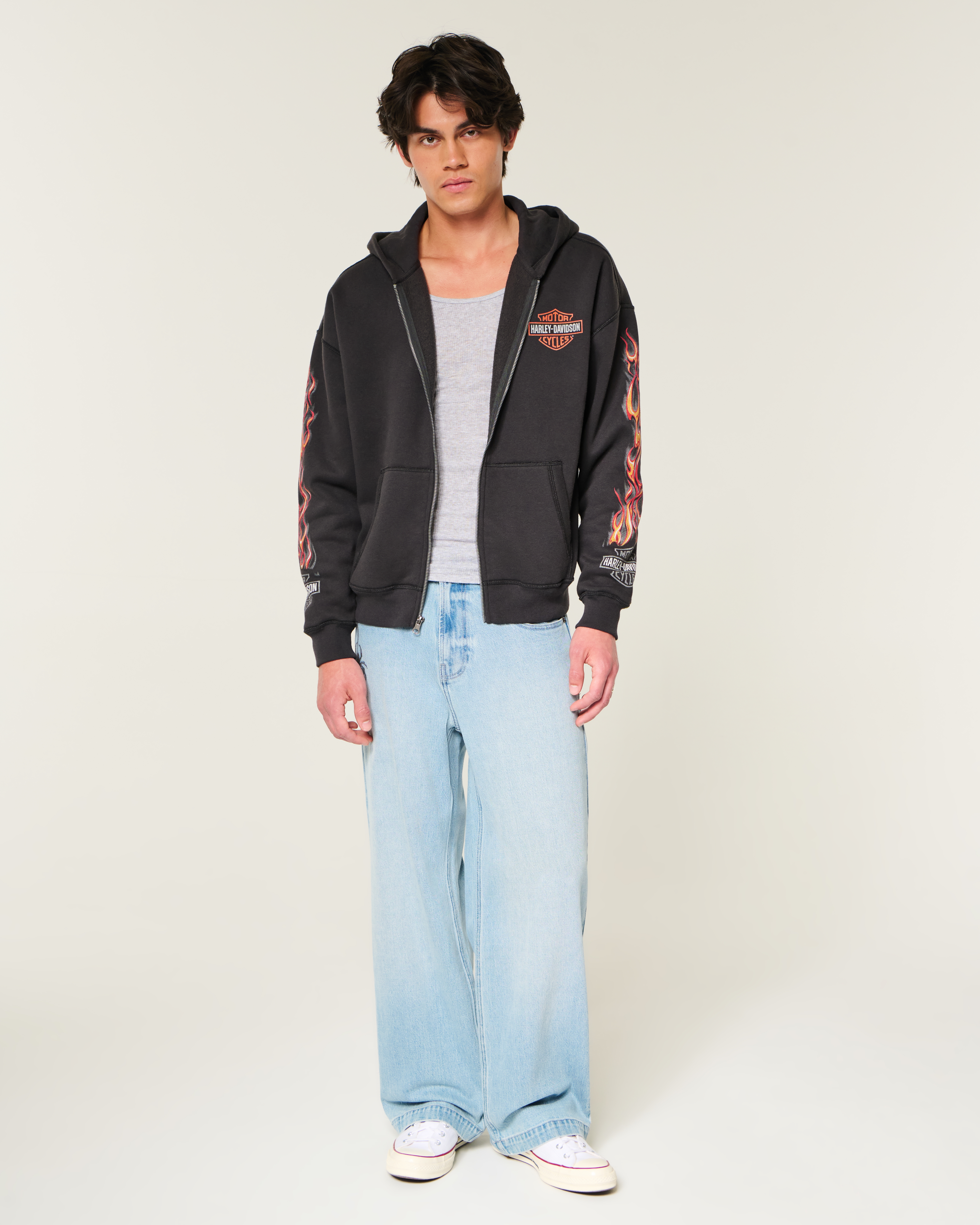 Boxy Zip-Up Harley-Davidson Graphic Hoodie
