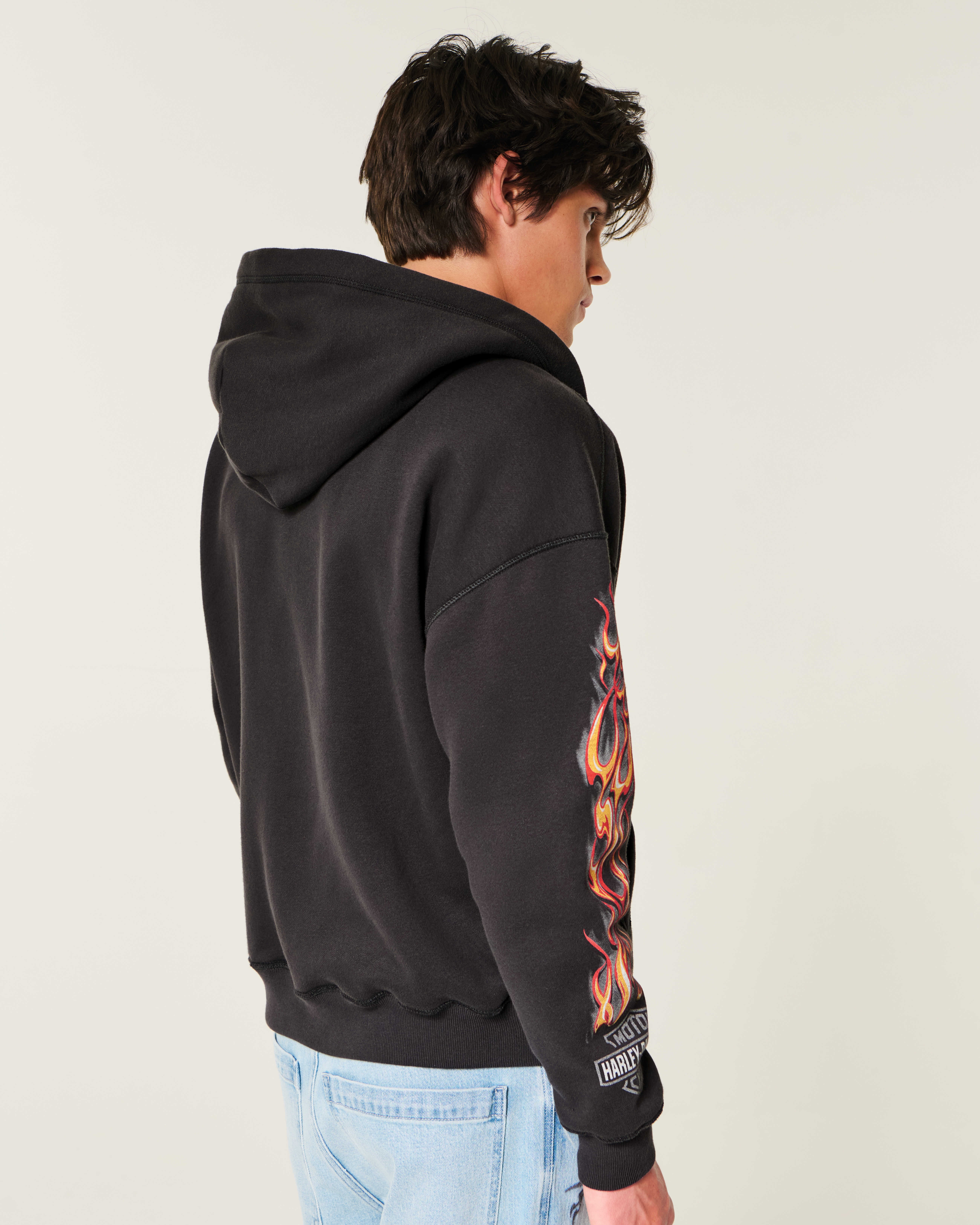 Boxy Zip-Up Harley-Davidson Graphic Hoodie